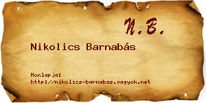 Nikolics Barnabás névjegykártya