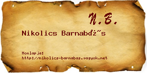 Nikolics Barnabás névjegykártya
