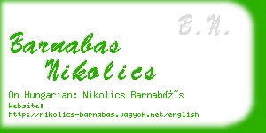 barnabas nikolics business card